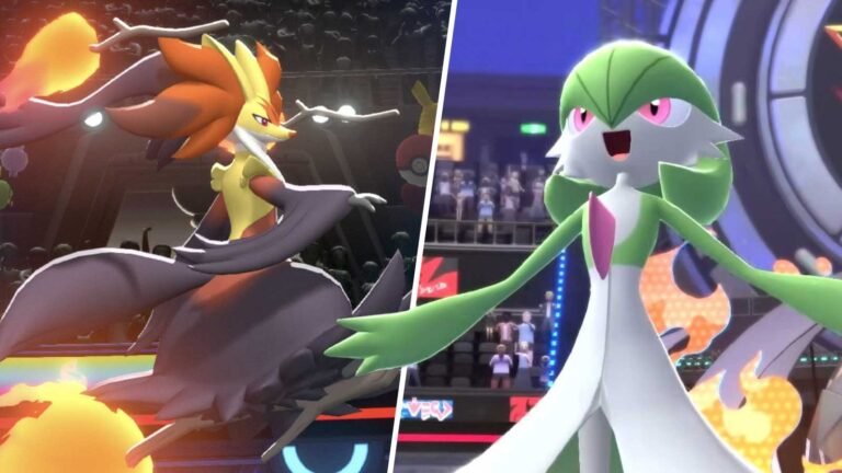 Pokémon en batalla en el escenario.