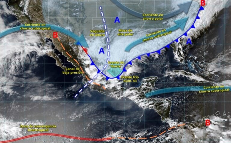 Frente frío 43 provocará lluvias intensas y granizo en México hasta el jueves